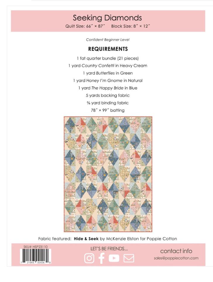 Seeking Diamonds Quilt Pattern by Poppie Cotton