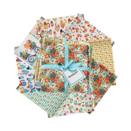 Garden Cats Fat Quarter Bundle by Terry Runyan for Benartex